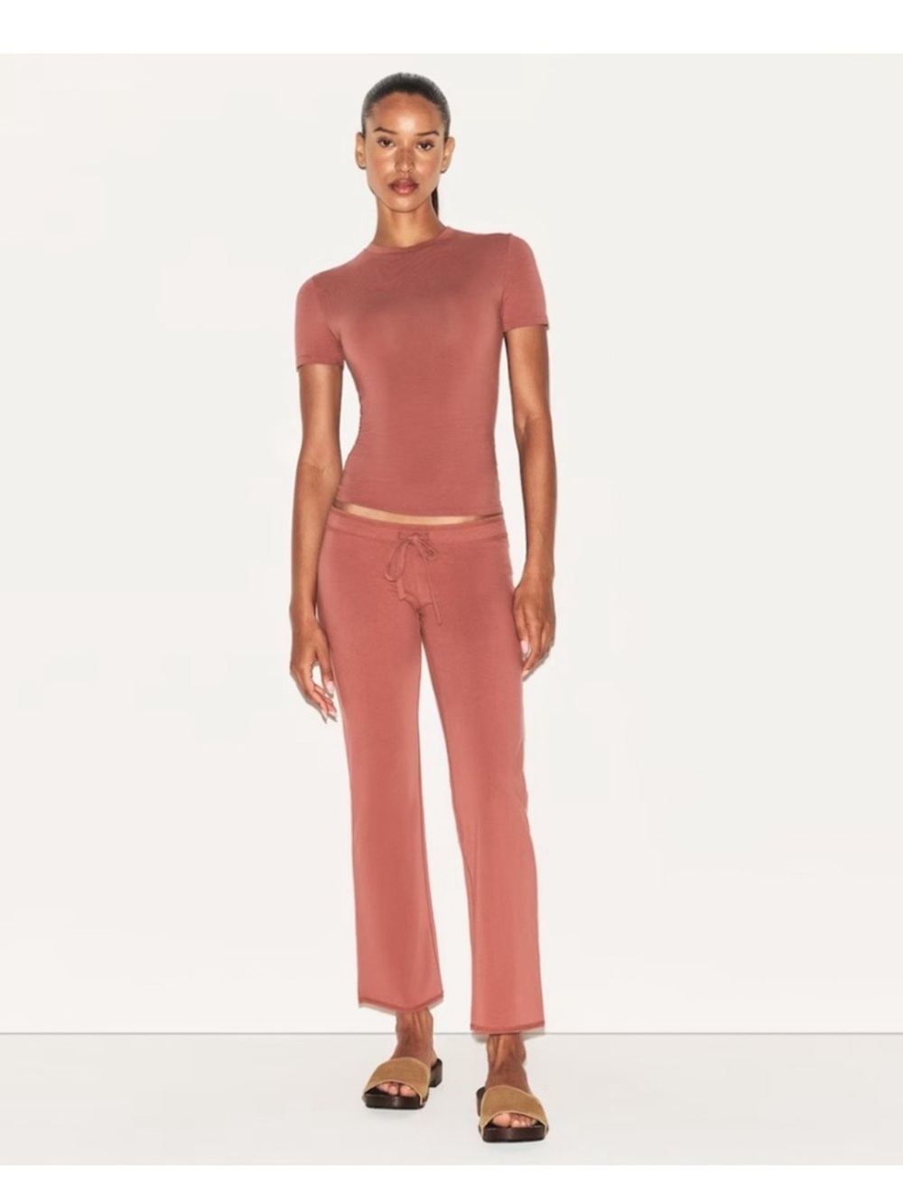 SKIMS Cotton Jersey Low Rise Slim Crop Pant Medium Redwood